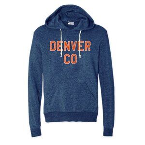 Denver CO Blue and Orange Broncos Football Colorado Hoodie, Made in USA